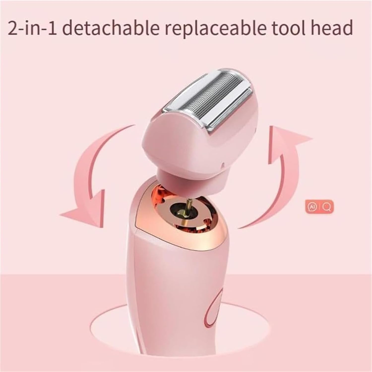 The Glide Pro 3.0 Razor, Razor for Women, 2 in 1 Wet & Dry Electric Waterproof Razor, Painless Hair Removal Removable Head for Bikini Leg Arm Underarm Area (Blue)