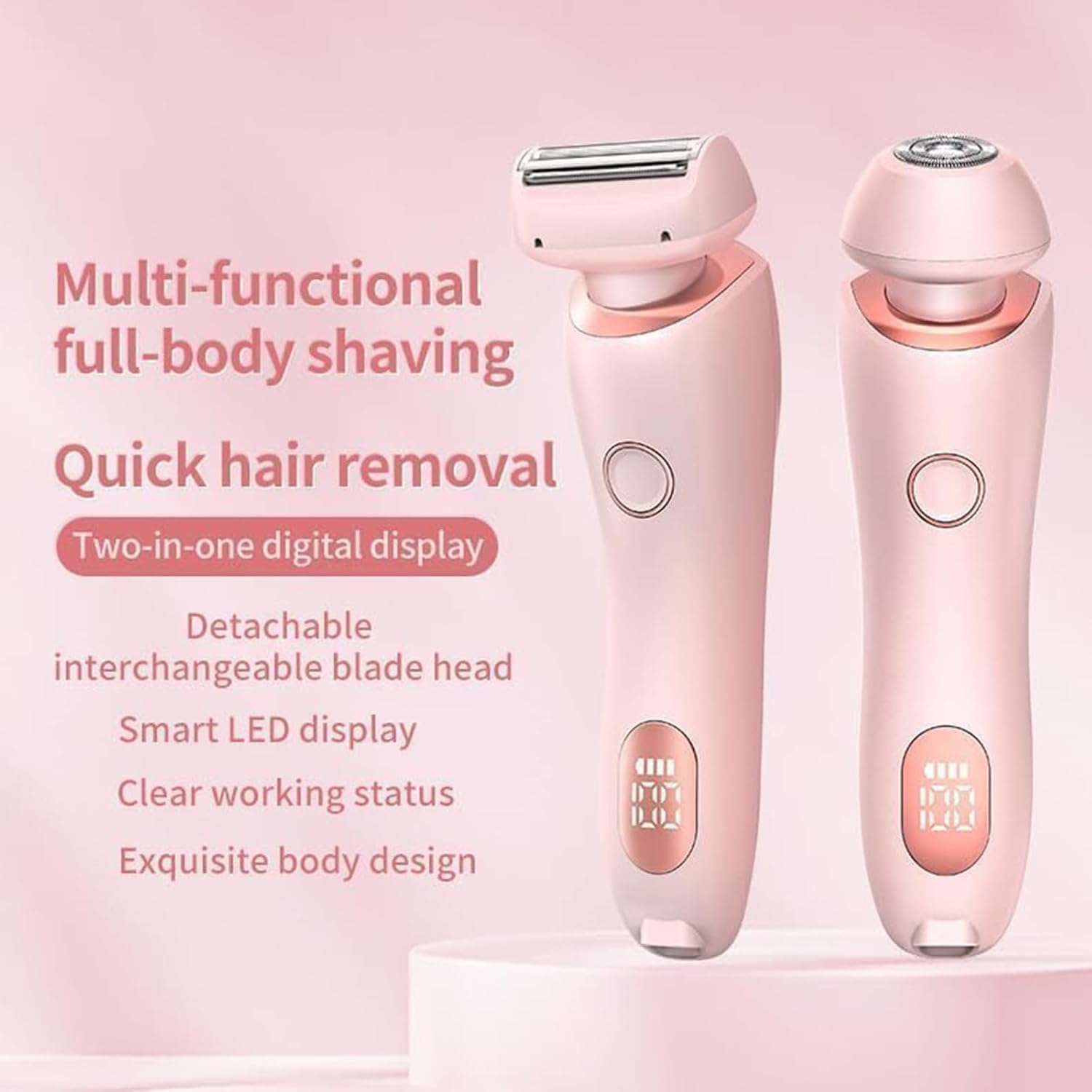 The Glide Pro 3.0 Razor, Razor for Women, 2 in 1 Wet & Dry Electric Waterproof Razor, Painless Hair Removal Removable Head for Bikini Leg Arm Underarm Area (Blue)