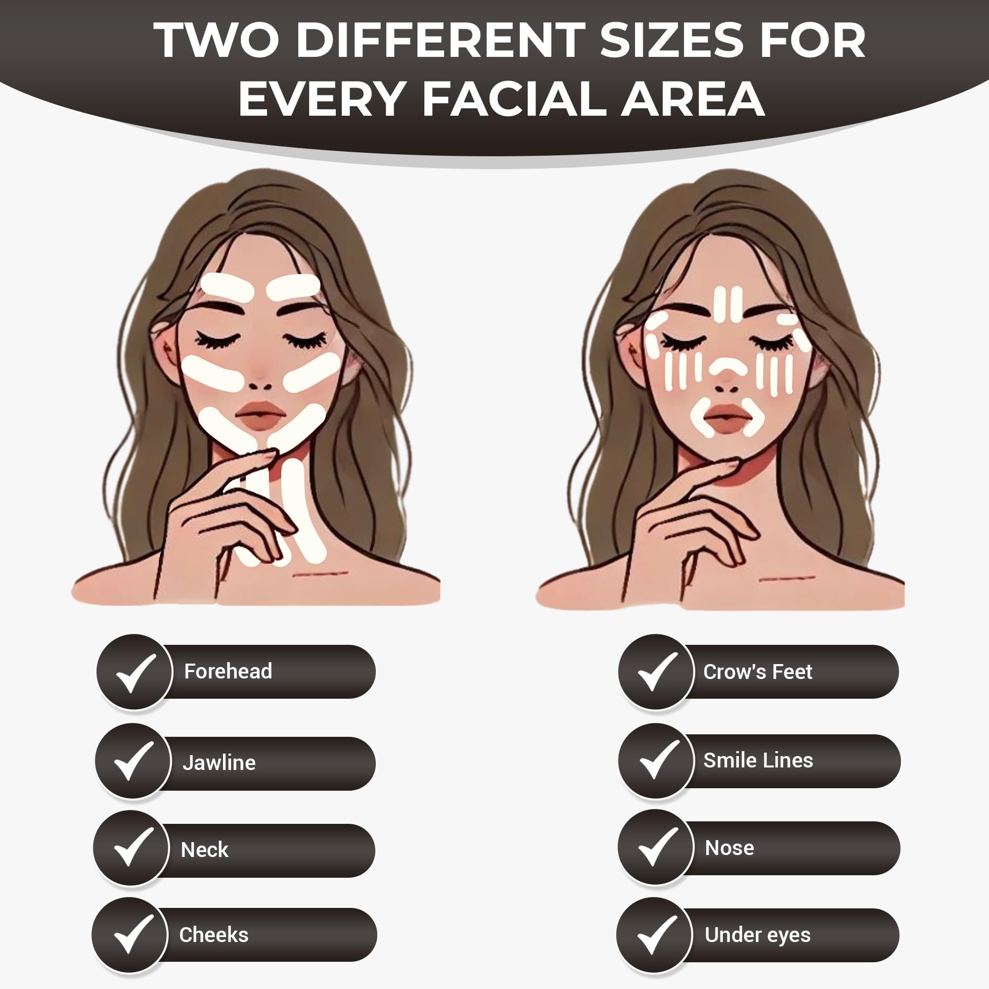 Silicone Face Tape | Anti-Wrinkle Face Tape | 2 Rolls with Different Widths for Custom Fit | Toning, Firming & Tightening Tape | Gentle on Sensitive Skin | Overnight Hold for Wrinkles and Fine Lines