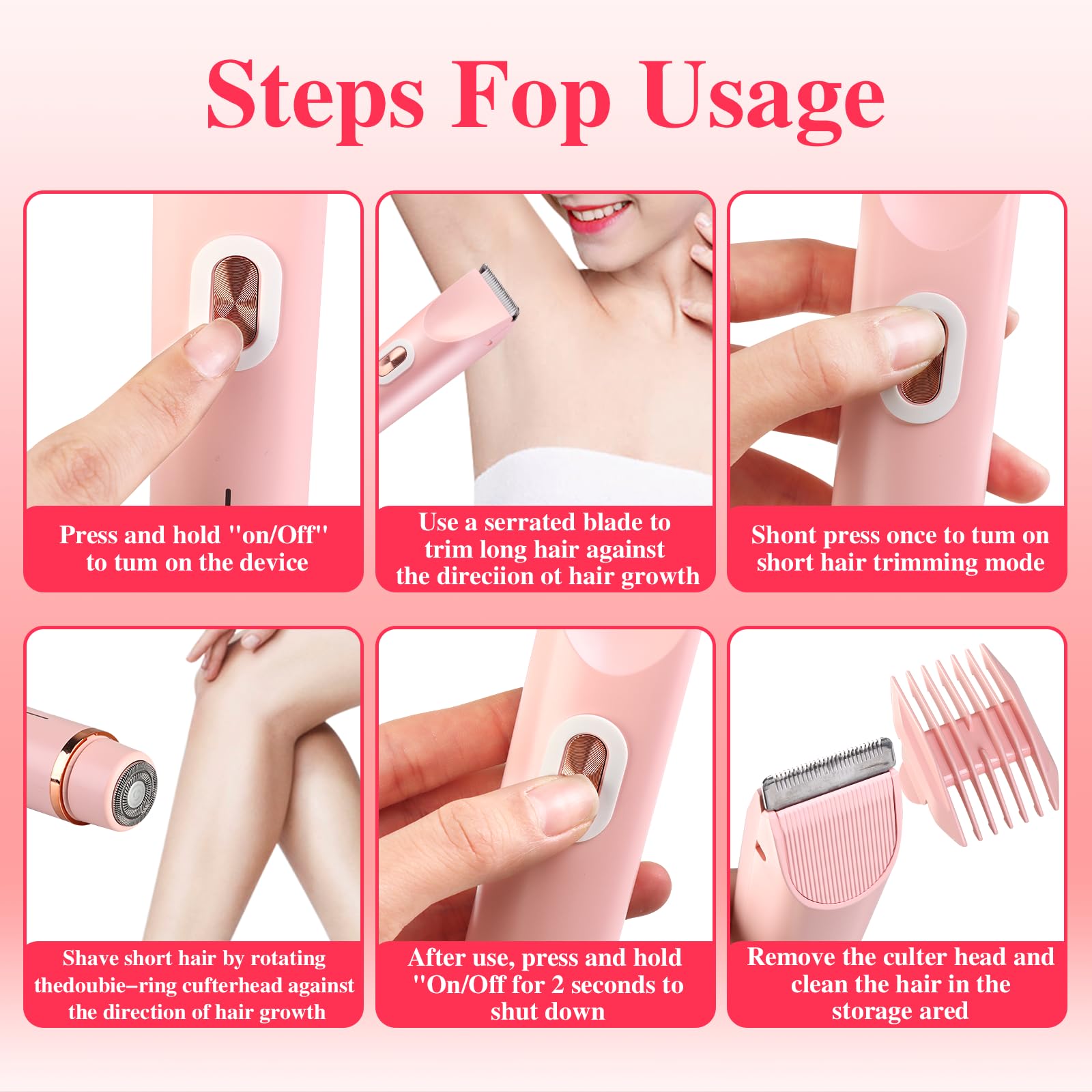 Glow Aura Womens Shaver, Bikini Trimmer for Women, Glow Aura Electric Razor, Comfort 2 in 1 Electric Lady Shaverr, Dual Head Groomer, Glowaura Womens Razor, GlowAura Bikini Shaver Body Grooming Tool