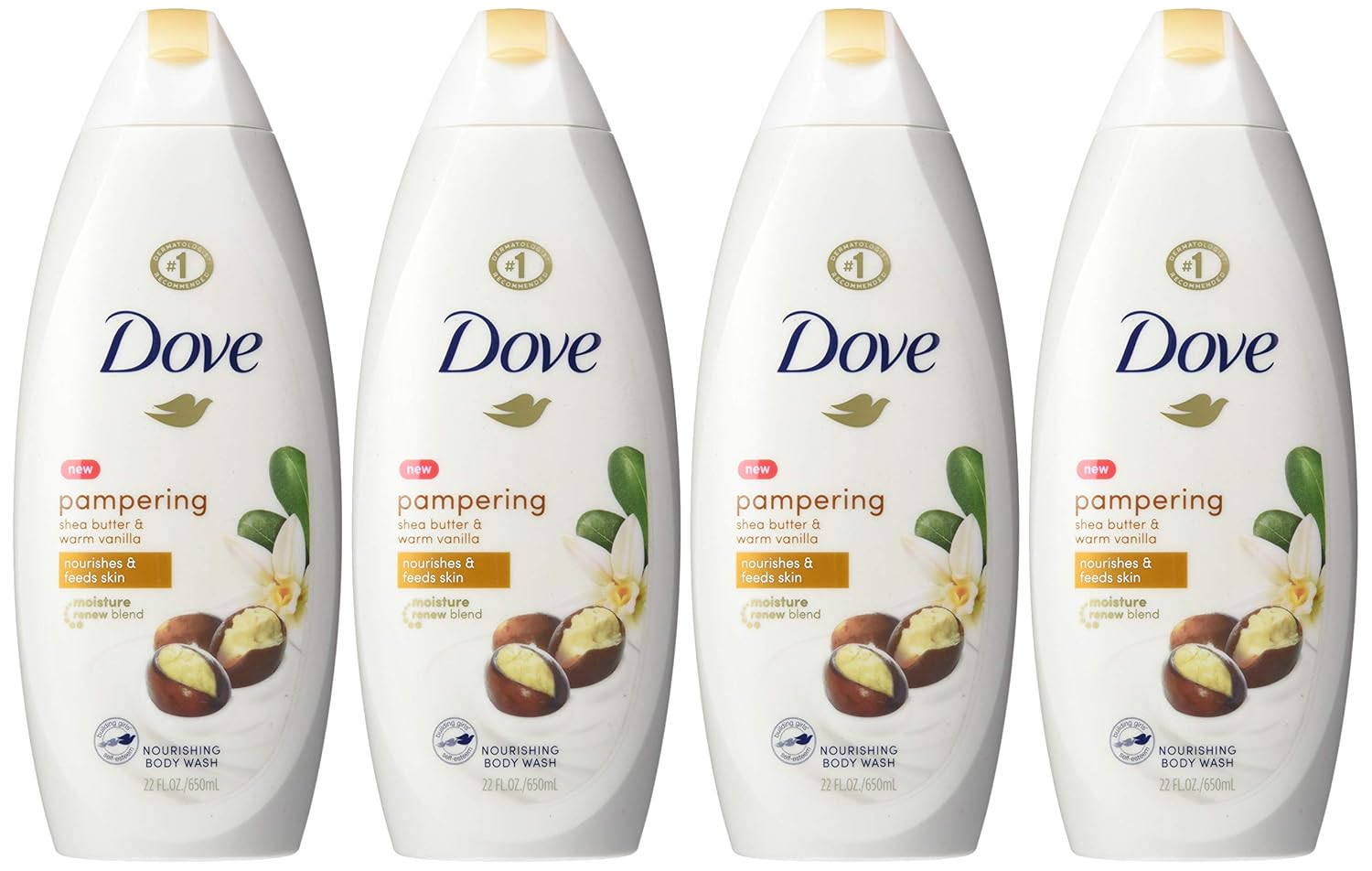 Dove Pampering Body Wash Nourishes & Feeds Skin Shea Butter with Warm Vanilla Effectively Washes Away Bacteria While Nourishing Your Skin 44.0 Fl Oz, (Pack of 2)
