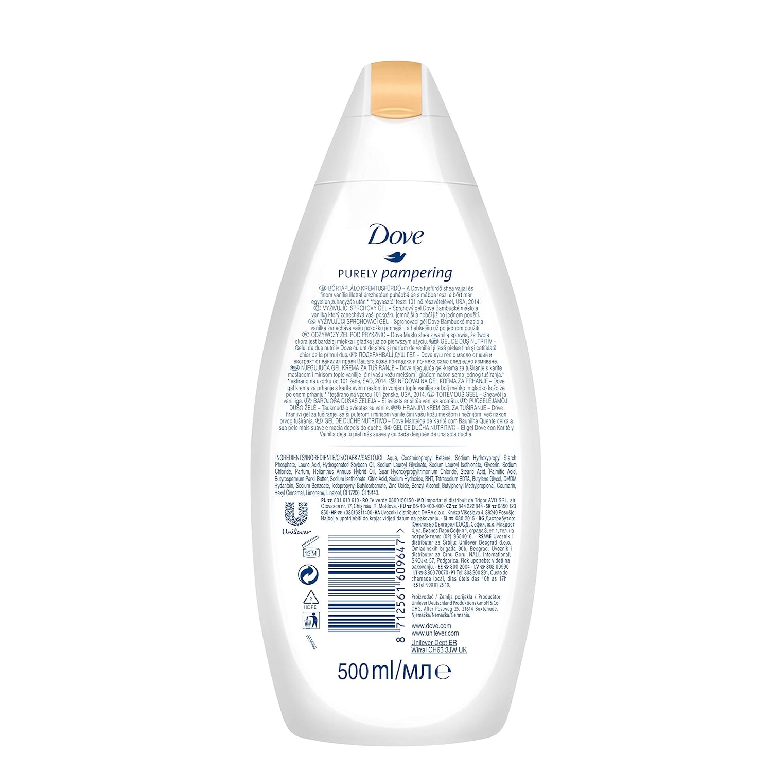 Dove Pampering Body Wash Nourishes & Feeds Skin Shea Butter with Warm Vanilla Effectively Washes Away Bacteria While Nourishing Your Skin 44.0 Fl Oz, (Pack of 2)